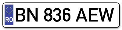 Placuta inmatriculare numar auto  BN-836-AEW, BN 836 AEW, BN836AEW