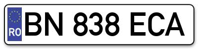 Placuta inmatriculare numar auto  BN-838-ECA, BN 838 ECA, BN838ECA