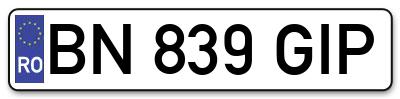 Placuta inmatriculare numar auto  BN-839-GIP, BN 839 GIP, BN839GIP