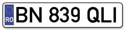Placuta inmatriculare numar auto  BN-839-QLI, BN 839 QLI, BN839QLI