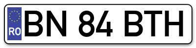 Placuta inmatriculare numar auto  BN-84-BTH, BN 84 BTH, BN84BTH