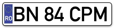 Placuta inmatriculare numar auto  BN-84-CPM, BN 84 CPM, BN84CPM