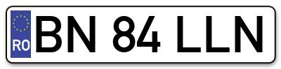 Placuta inmatriculare numar auto  BN-84-LLN, BN 84 LLN, BN84LLN