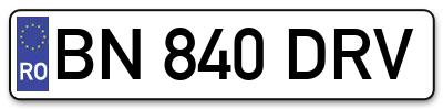 Placuta inmatriculare numar auto  BN-840-DRV, BN 840 DRV, BN840DRV