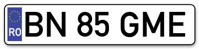Placuta inmatriculare numar auto  BN-85-GME, BN 85 GME, BN85GME