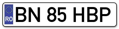Placuta inmatriculare numar auto  BN-85-HBP, BN 85 HBP, BN85HBP