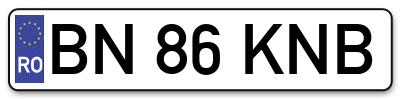Placuta inmatriculare numar auto  BN-86-KNB, BN 86 KNB, BN86KNB
