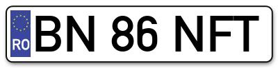 Placuta inmatriculare numar auto  BN-86-NFT, BN 86 NFT, BN86NFT