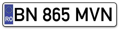 Placuta inmatriculare numar auto  BN-865-MVN, BN 865 MVN, BN865MVN