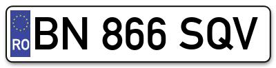 Placuta inmatriculare numar auto  BN-866-SQV, BN 866 SQV, BN866SQV