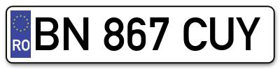 Placuta inmatriculare numar auto  BN-867-CUY, BN 867 CUY, BN867CUY