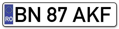 Placuta inmatriculare numar auto  BN-87-AKF, BN 87 AKF, BN87AKF