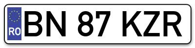 Placuta inmatriculare numar auto  BN-87-KZR, BN 87 KZR, BN87KZR