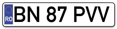 Placuta inmatriculare numar auto  BN-87-PVV, BN 87 PVV, BN87PVV