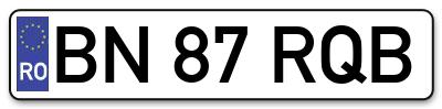 Placuta inmatriculare numar auto  BN-87-RQB, BN 87 RQB, BN87RQB