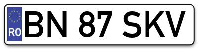 Placuta inmatriculare numar auto  BN-87-SKV, BN 87 SKV, BN87SKV