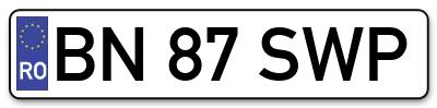 Placuta inmatriculare numar auto  BN-87-SWP, BN 87 SWP, BN87SWP