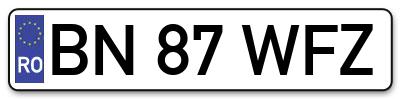 Placuta inmatriculare numar auto  BN-87-WFZ, BN 87 WFZ, BN87WFZ