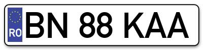 Placuta inmatriculare numar auto  BN-88-KAA, BN 88 KAA, BN88KAA