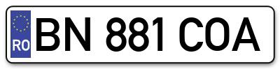 Placuta inmatriculare numar auto  BN-881-COA, BN 881 COA, BN881COA