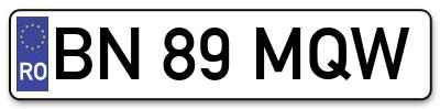 Placuta inmatriculare numar auto  BN-89-MQW, BN 89 MQW, BN89MQW