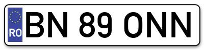 Placuta inmatriculare numar auto  BN-89-ONN, BN 89 ONN, BN89ONN