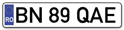 Placuta inmatriculare numar auto  BN-89-QAE, BN 89 QAE, BN89QAE