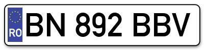 Placuta inmatriculare numar auto  BN-892-BBV, BN 892 BBV, BN892BBV