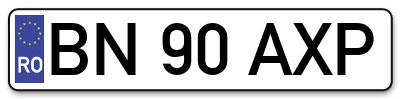 Placuta inmatriculare numar auto  BN-90-AXP, BN 90 AXP, BN90AXP