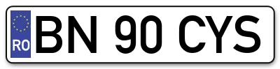Placuta inmatriculare numar auto  BN-90-CYS, BN 90 CYS, BN90CYS