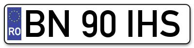 Placuta inmatriculare numar auto  BN-90-IHS, BN 90 IHS, BN90IHS
