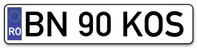 Placuta inmatriculare numar auto  BN-90-KOS, BN 90 KOS, BN90KOS