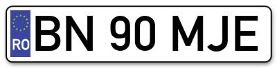 Placuta inmatriculare numar auto  BN-90-MJE, BN 90 MJE, BN90MJE