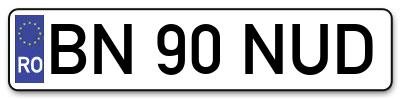 Placuta inmatriculare numar auto  BN-90-NUD, BN 90 NUD, BN90NUD