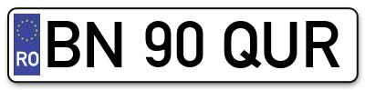 Placuta inmatriculare numar auto  BN-90-QUR, BN 90 QUR, BN90QUR