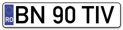 Placuta inmatriculare numar auto  BN-90-TIV, BN 90 TIV, BN90TIV
