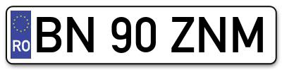 Placuta inmatriculare numar auto  BN-90-ZNM, BN 90 ZNM, BN90ZNM