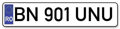 Placuta inmatriculare numar auto  BN-901-UNU, BN 901 UNU, BN901UNU