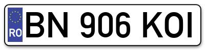 Placuta inmatriculare numar auto  BN-906-KOI, BN 906 KOI, BN906KOI