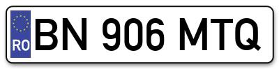 Placuta inmatriculare numar auto  BN-906-MTQ, BN 906 MTQ, BN906MTQ