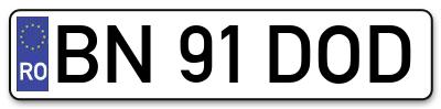 Placuta inmatriculare numar auto  BN-91-DOD, BN 91 DOD, BN91DOD