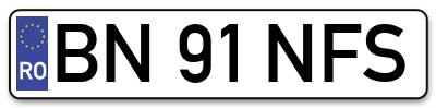Placuta inmatriculare numar auto  BN-91-NFS, BN 91 NFS, BN91NFS