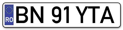 Placuta inmatriculare numar auto  BN-91-YTA, BN 91 YTA, BN91YTA
