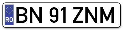 Placuta inmatriculare numar auto  BN-91-ZNM, BN 91 ZNM, BN91ZNM