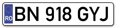 Placuta inmatriculare numar auto  BN-918-GYJ, BN 918 GYJ, BN918GYJ