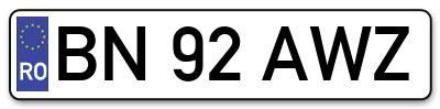 Placuta inmatriculare numar auto  BN-92-AWZ, BN 92 AWZ, BN92AWZ