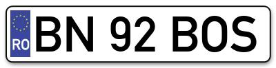Placuta inmatriculare numar auto  BN-92-BOS, BN 92 BOS, BN92BOS