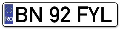 Placuta inmatriculare numar auto  BN-92-FYL, BN 92 FYL, BN92FYL