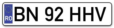Placuta inmatriculare numar auto  BN-92-HHV, BN 92 HHV, BN92HHV