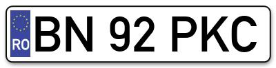 Placuta inmatriculare numar auto  BN-92-PKC, BN 92 PKC, BN92PKC